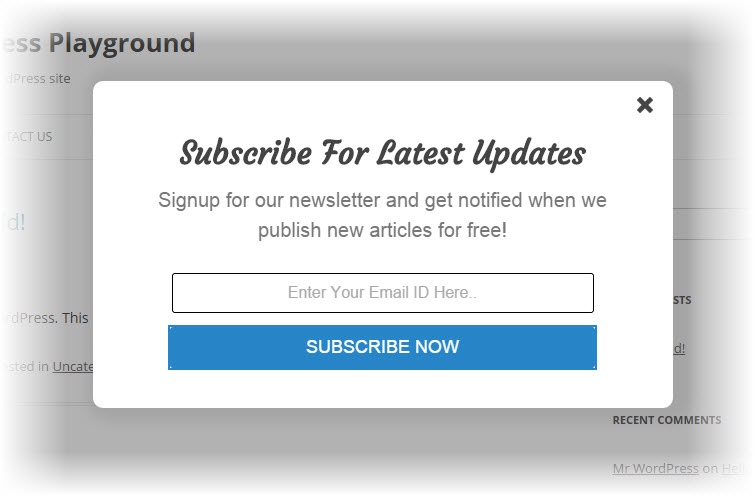 Elegant subscription popup plugin
